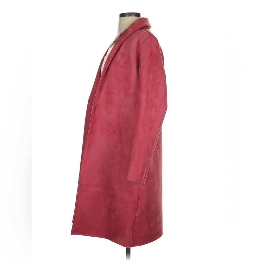 NWT Tahari Faux Suede Open Front Jacket in Geranium. Size XS.